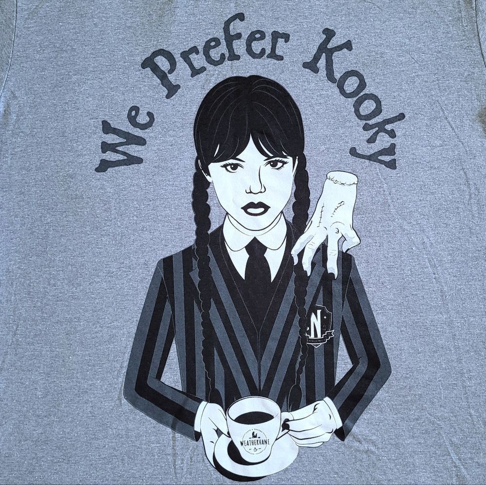 Mad😡 Engine Global🌎 LLC Wednesday Addams "We Prefer Kooky" Graphic Tee👕 - Picture 3 of 11